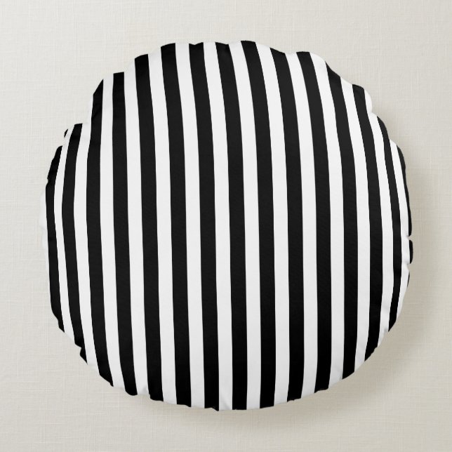 Black and white candy stripes round pillow (Front)