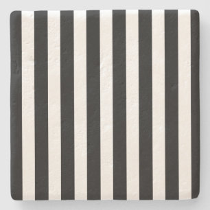 Black and white candy stripes stone coaster