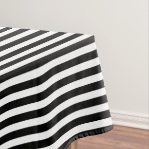 Black and white candy stripes tablecloth