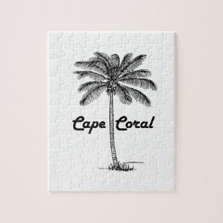 Black and White Cape Coral & Palm design Jigsaw Puzzle
