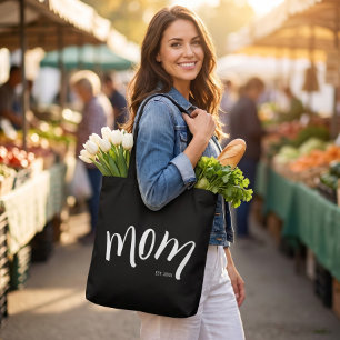 Black and White Caps Mom Established Elegant Tote Bag