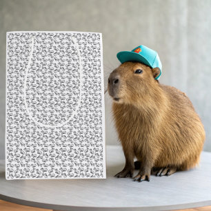 Black and White Capybara  Medium Gift Bag