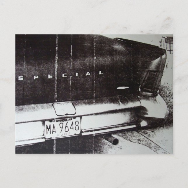 Black and white car postcard (Front)