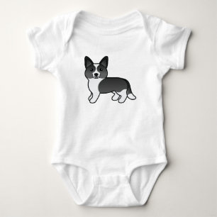 Black And White Cardigan Welsh Corgi Cartoon Dog Baby Bodysuit