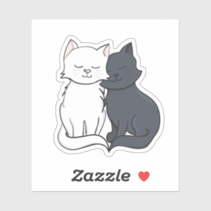 Black and White Cartoon Cat Love