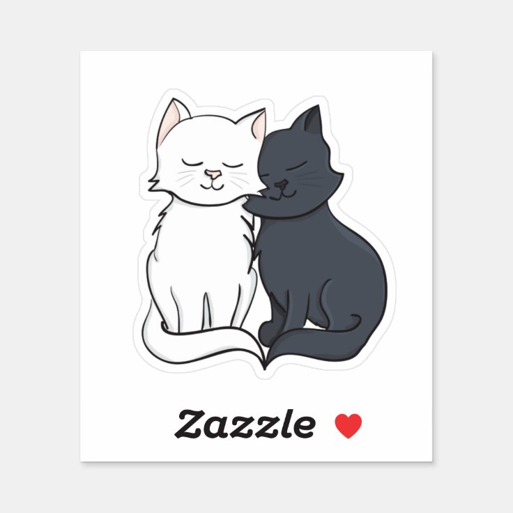 Black and White Cartoon Cat Love | Zazzle