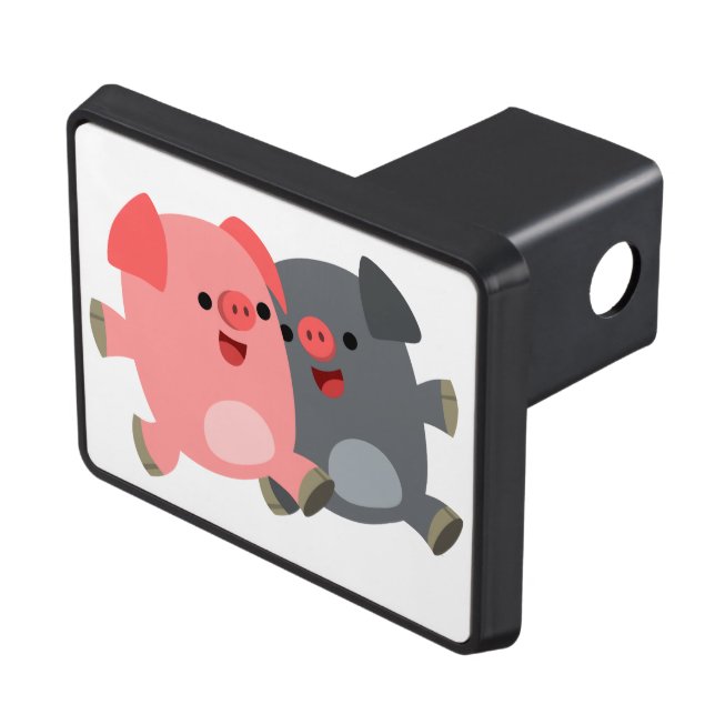 Black and White Cartoon Pigs Trailer Hitch Cover (Top Right)