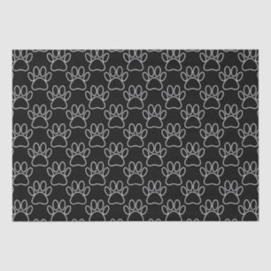 Black And White Cartoon Puppy Paw Print Pattern Tissue Paper