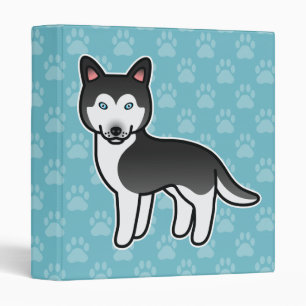 Black And White Cartoon Siberian Husky Binder