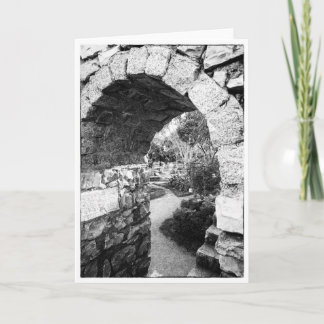 Black and white castle arch blank greetings card