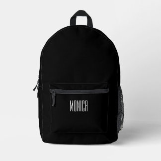 Black and White Casual Name Printed Backpack