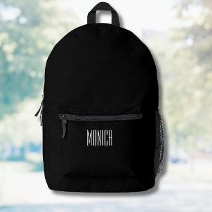 Black and White Casual Name Printed Backpack