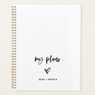 Black and White Casual Script and Heart  Planner