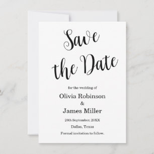 Black and White Casual Wedding  Save The Date