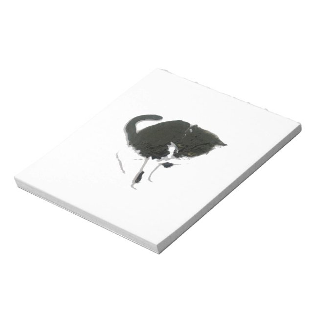 Black and White Cat Art Notepad (Rotated)