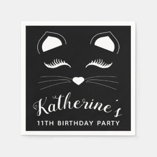 Black and White Cat Birthday Party Napkin