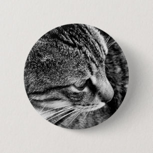 Black and White Cat Button