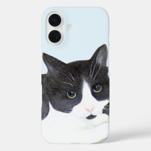 Black and White Cat iPhone 16 Case