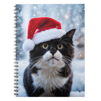 Black and white cat Christmas Notebook