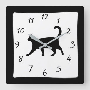 Black and White Cat Clock
