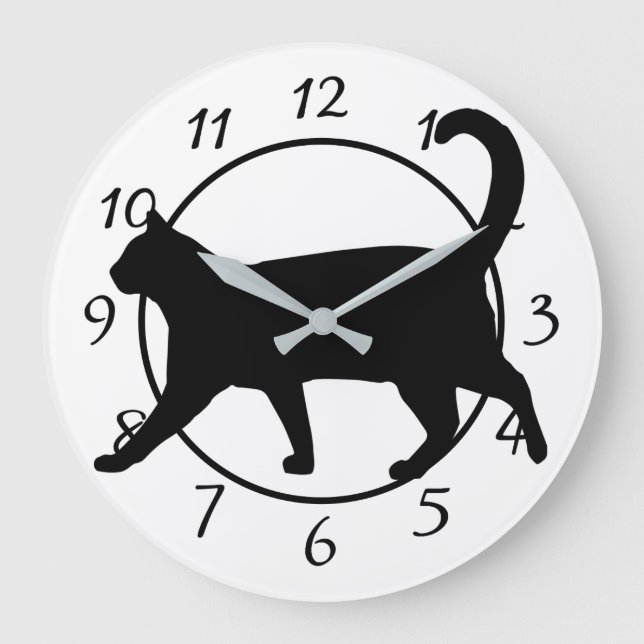 Black and White Cat Clock (Front)