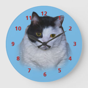 Black and White Cat, Customizable Clock