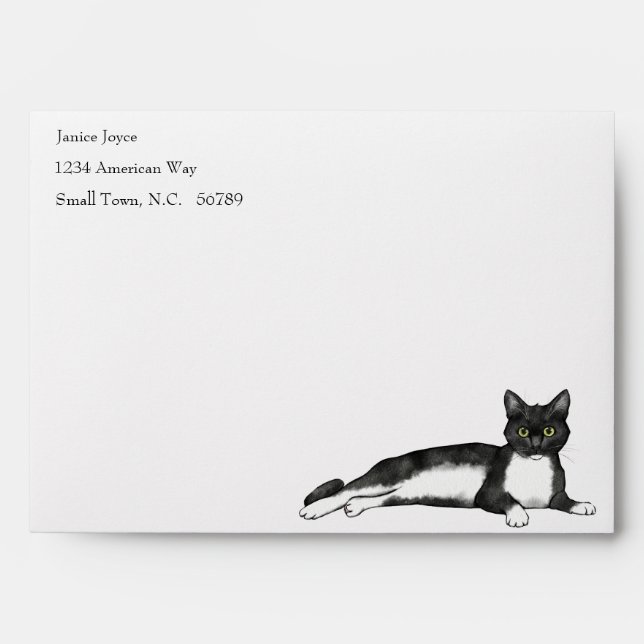 Black and White Cat Customized Envelope (Front)