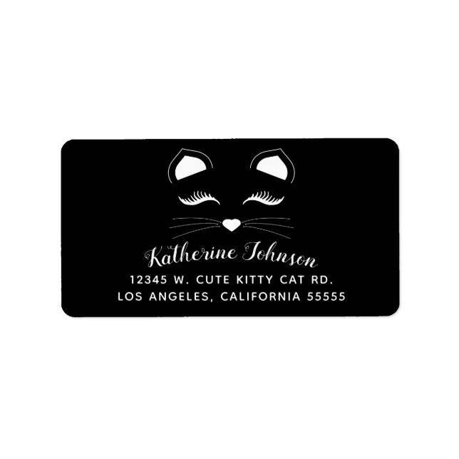 Black and White Cat Face Label (Front)