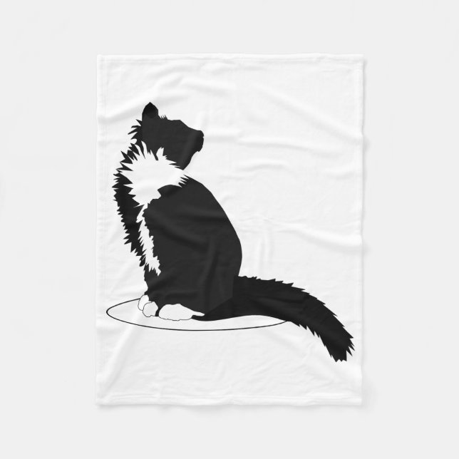 Black and white cat fleece blanket (Front)