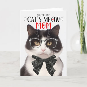Black and White Cat for Pet Mom on Mother's Day Holiday Card