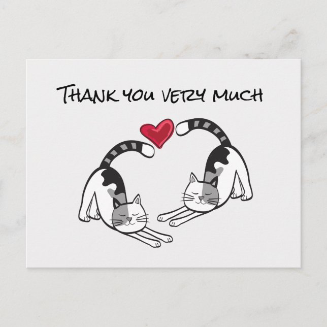 Black and White Cat in love Thank you very much Postcard (Front)