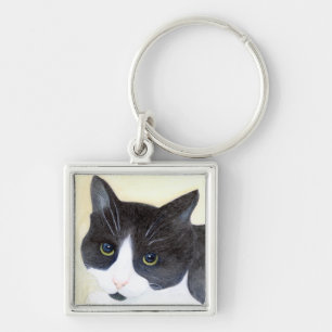 Black and White Cat Keychain