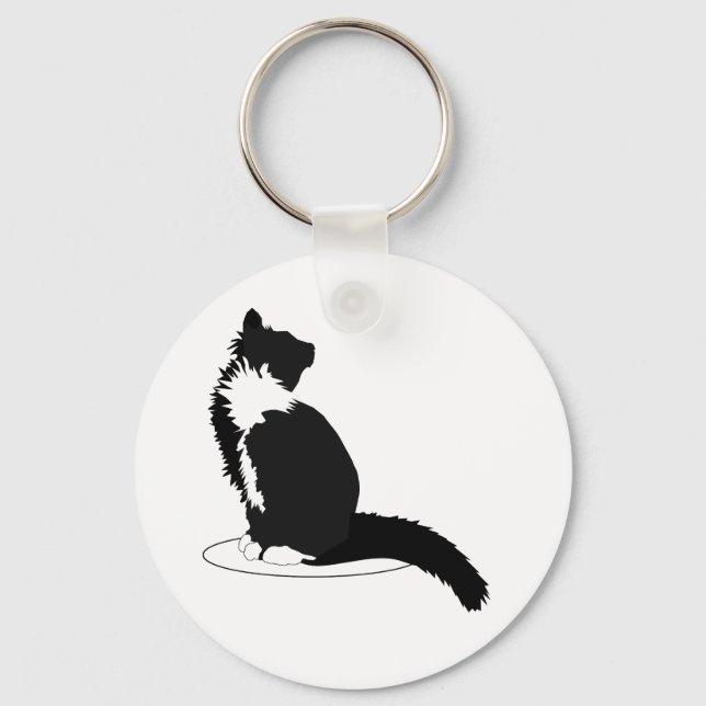 Black and white cat keychain (Front)