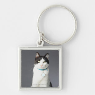 Black and white cat keychain
