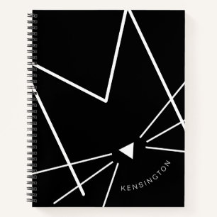 Black and White Cat Letter M Monogram Personalized Notebook