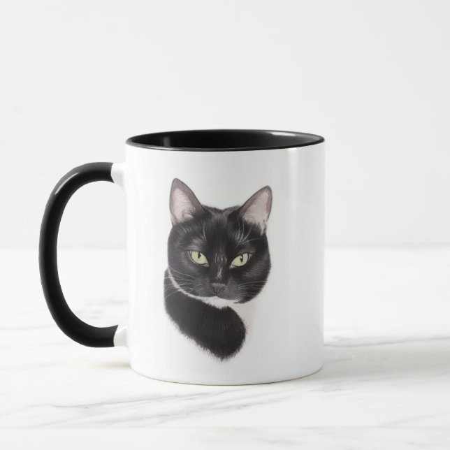 Black and white cat mug (Left)