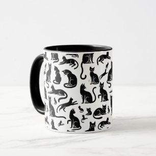 Black and White Cat Pattern Mug – Stylish and Cute