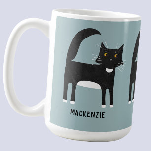 Black and White Cat Personalized Coffee Mug