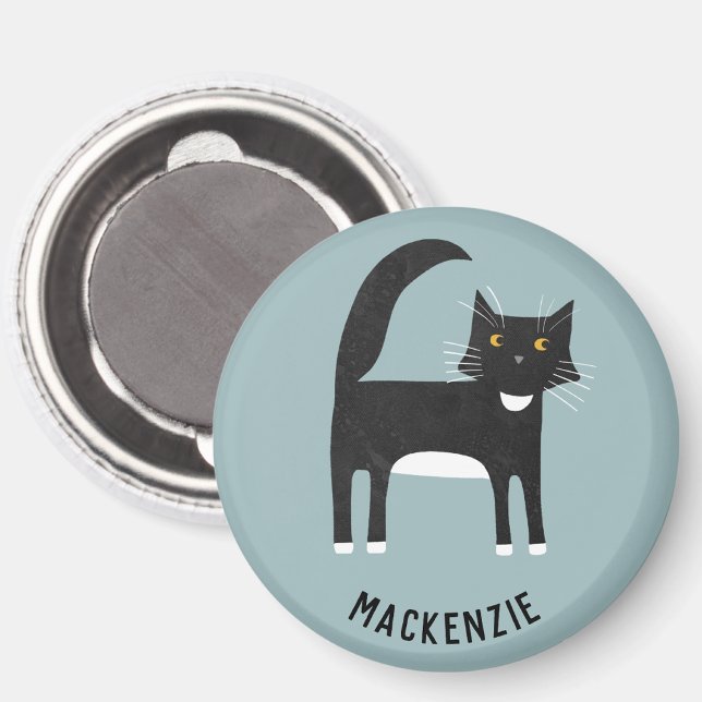 Black and White Cat Personalized Magnet (Creator Uploaded)