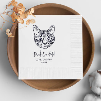 Black and White Cat Personalized Wedding Napkin