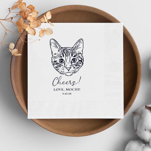 Black and White Cat Personalized Wedding Napkin (Creator Uploaded)