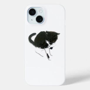 Black and White Cat Pet Art iPhone 15 Case