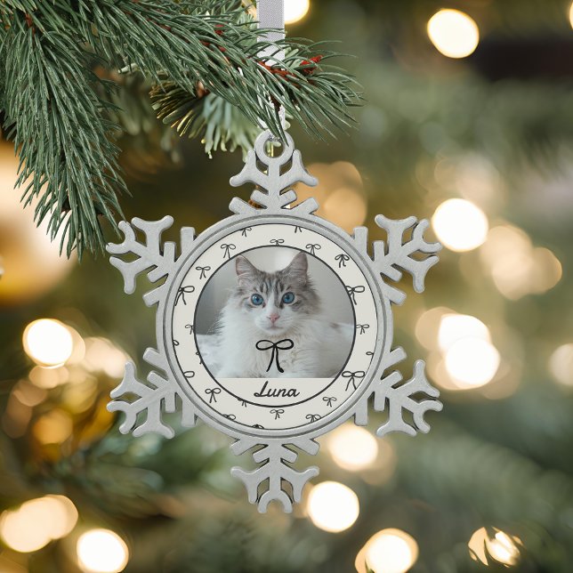 Black and White Cat Photo Snowflake Ornament (Creator Uploaded)