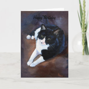 Black and White Cat Portrait Card