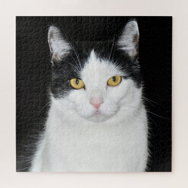Black and White Cat Portrait Jigsaw Puzzle (Horizontal)