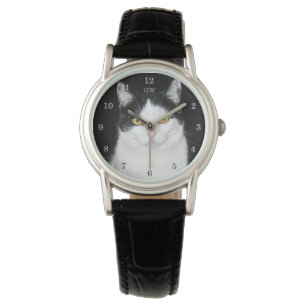 Black and White Cat Portrait Watch