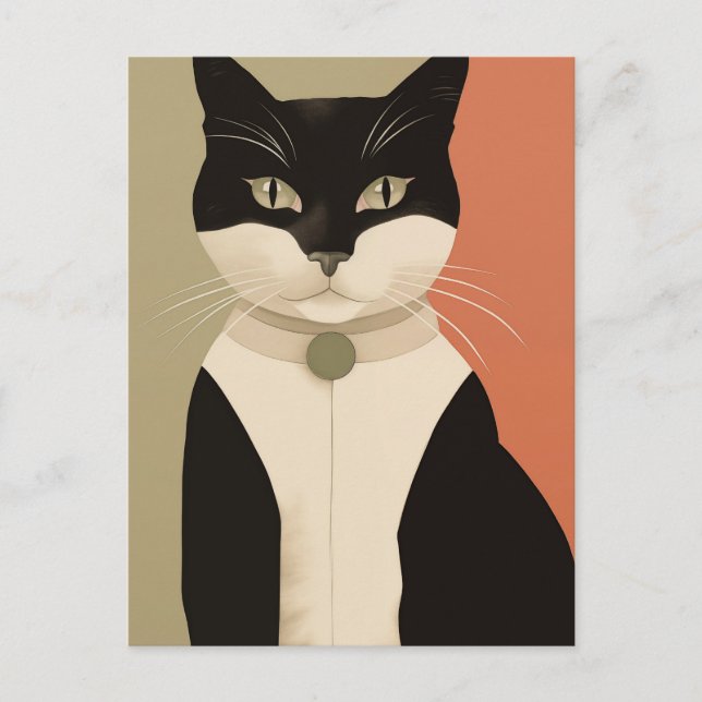 Black and White Cat Postcard (Front)