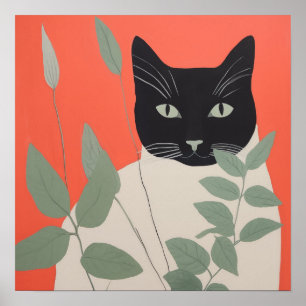 Black and White Cat Poster