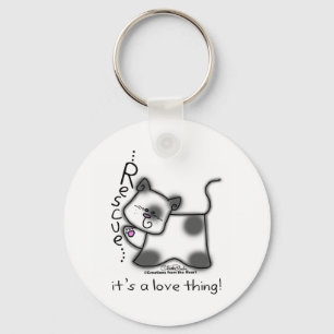 Black and white cat RESCUE...it's a love thing! Keychain