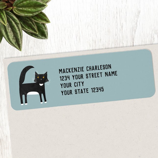 Black and White Cat Return Address (Creator Uploaded)